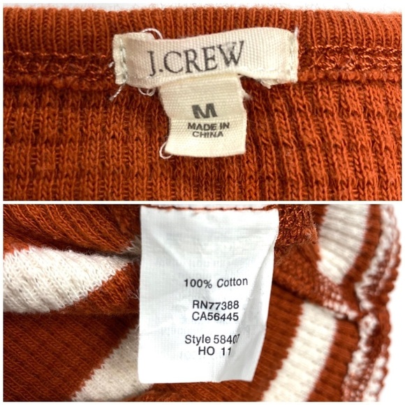 J.crew Striped Waffle Knit Long Sleeve Thermal Shirt Rustic Orange Style 58407 - Picture 5 of 10